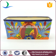 YSfp0003 Colorful handmade rectangular ceramic flowerpot for garden